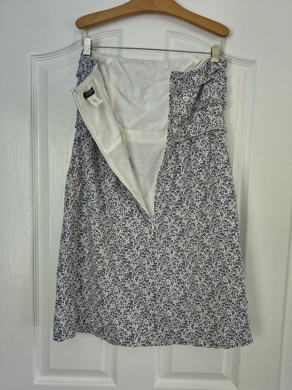 J. Crew White Mini Dress with Navy & Pink Floral Print